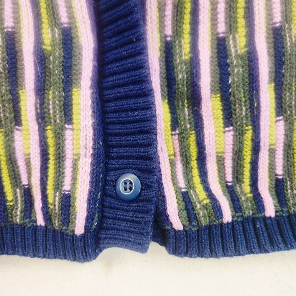 Vans Women's Alta Chunky Knit Cardigan Vertical Stripe Blue Green Pink M/L EUC - Picture 8 of 16